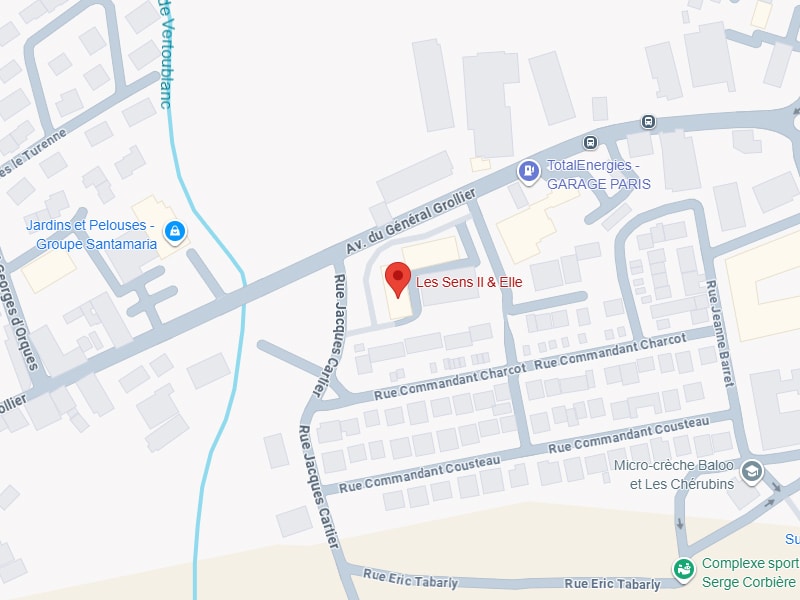 Localisation de l'institut Les Sens II & Elle à Mauguio Plan Google Maps situant l'institut Les Sens II & Elle sur l'Avenue du Général Grollier à Mauguio.